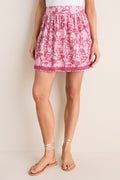 Pink Multi Floral Key Mini Skirt