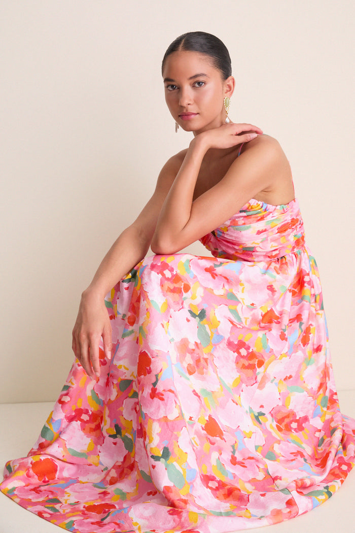 Pink Multi Watercolor Harper Maxi Dress