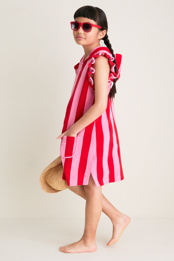 Pink Red Stripe Terry Coverup