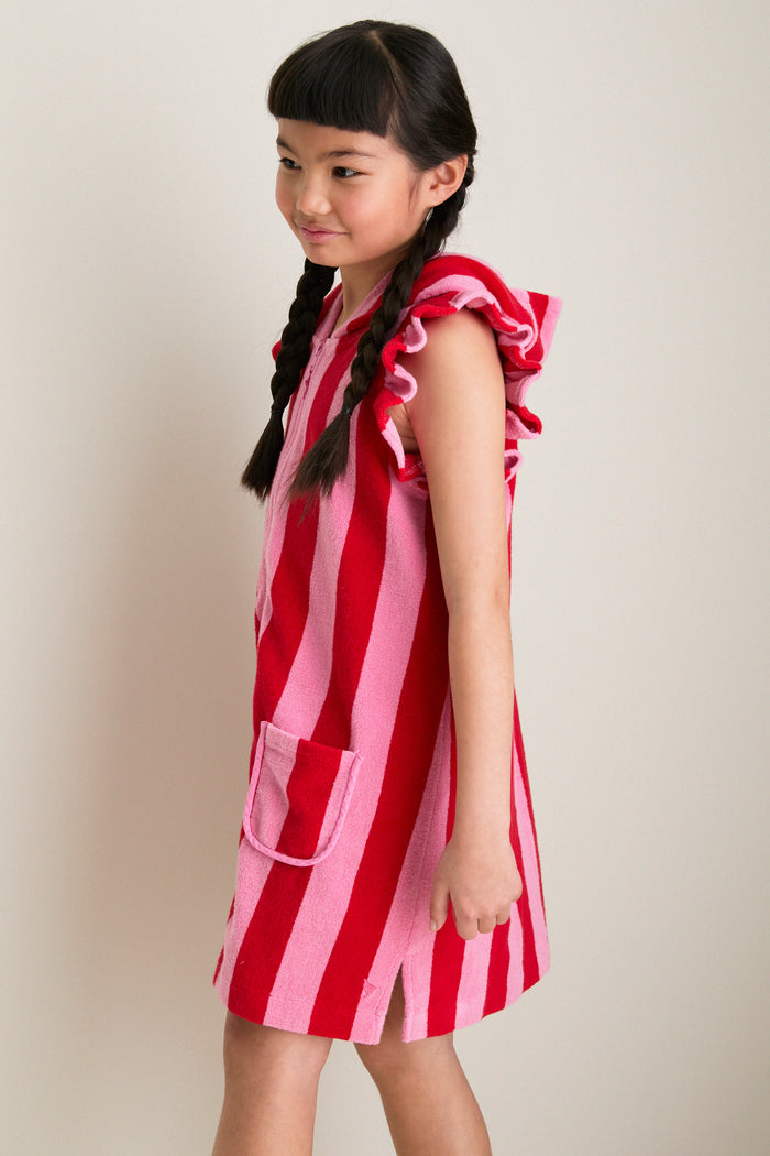 Pink Red Stripe Terry Coverup