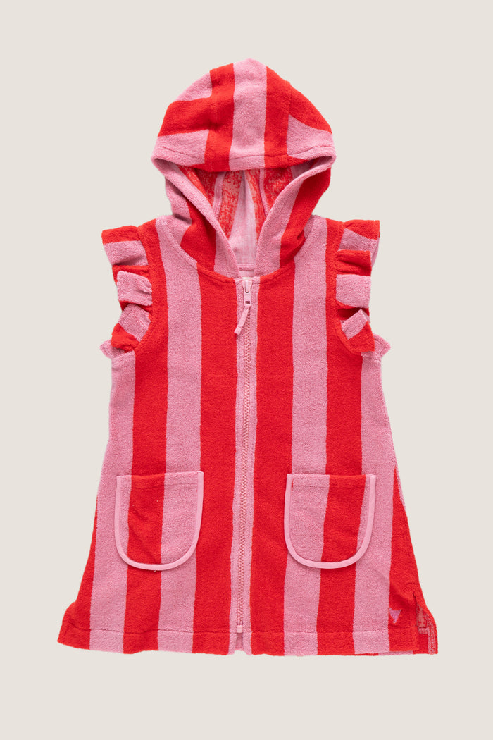 Pink Red Stripe Terry Coverup