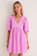Pink Trellis Floral Patty Mini Dress