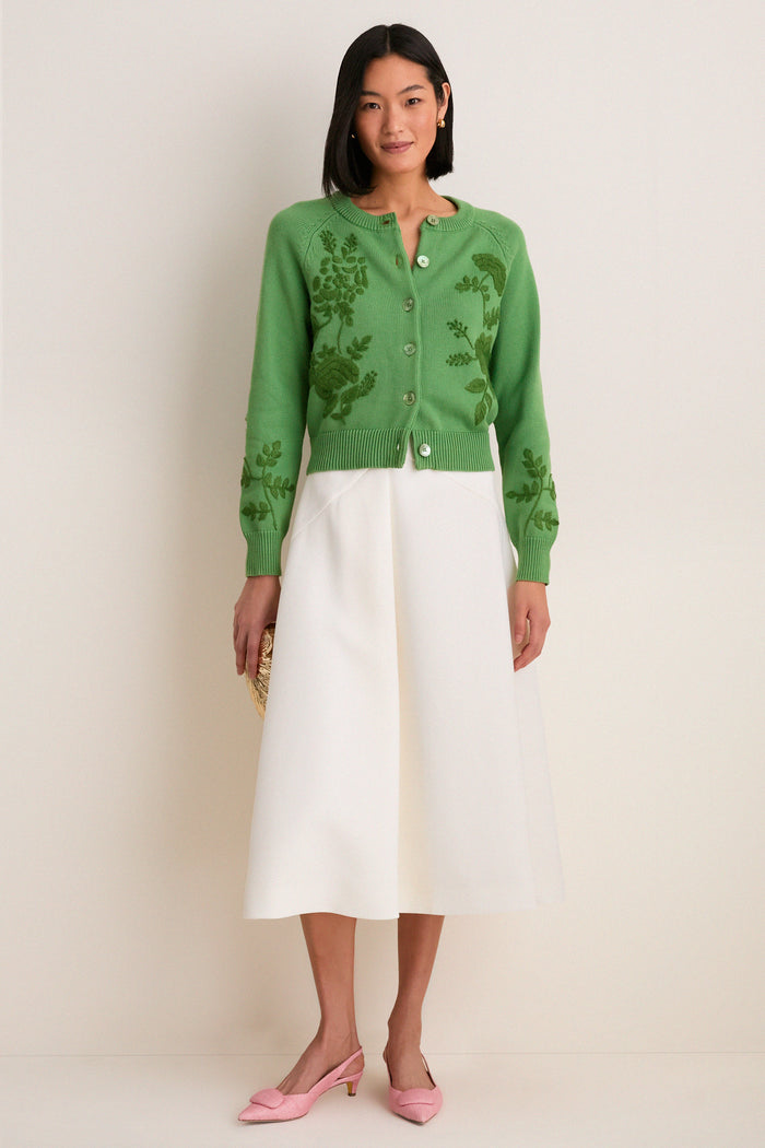 Pistachio Embroidered Floral Quincy Sweater