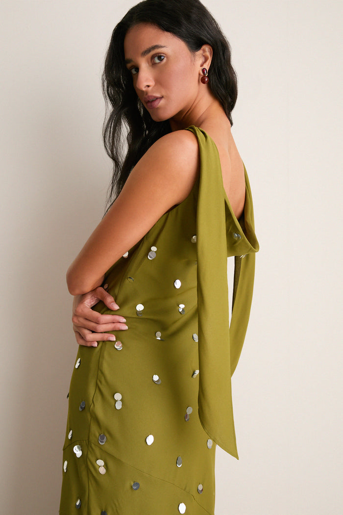 Pistachio with Silver Elina Maxi Dress