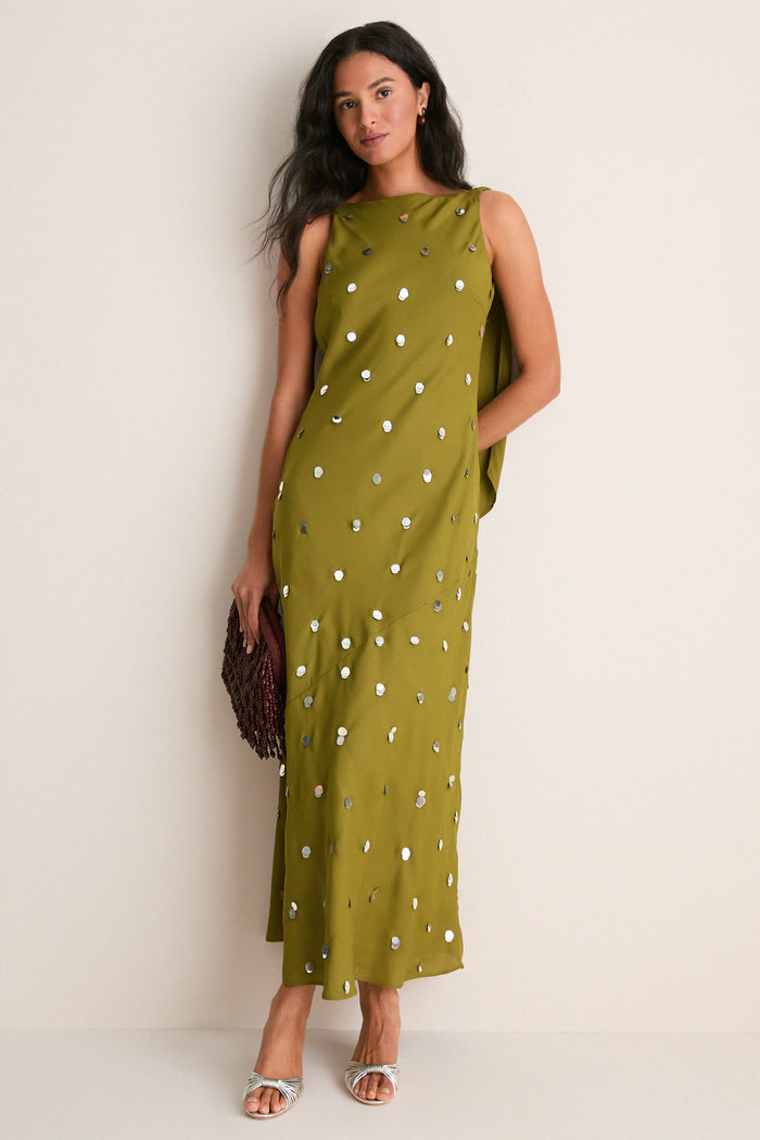 Pistachio with Silver Elina Maxi Dress