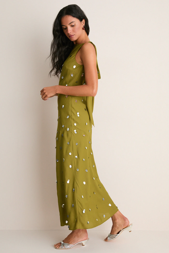 Pistachio with Silver Elina Maxi Dress