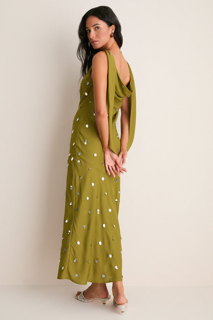 Pistachio with Silver Elina Maxi Dress