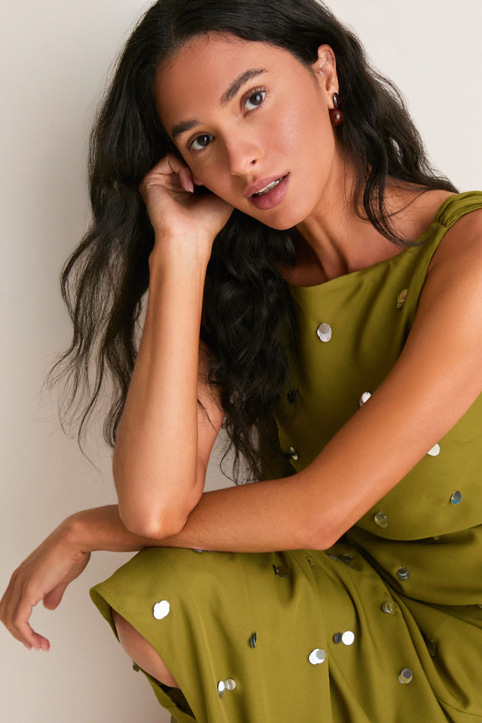 Pistachio with Silver Elina Maxi Dress