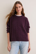Plum Cashmere Cable Knit Eloise Sweater