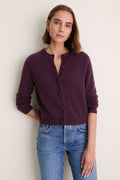 Plum Cashmere Knot Button Phoebe Cardigan