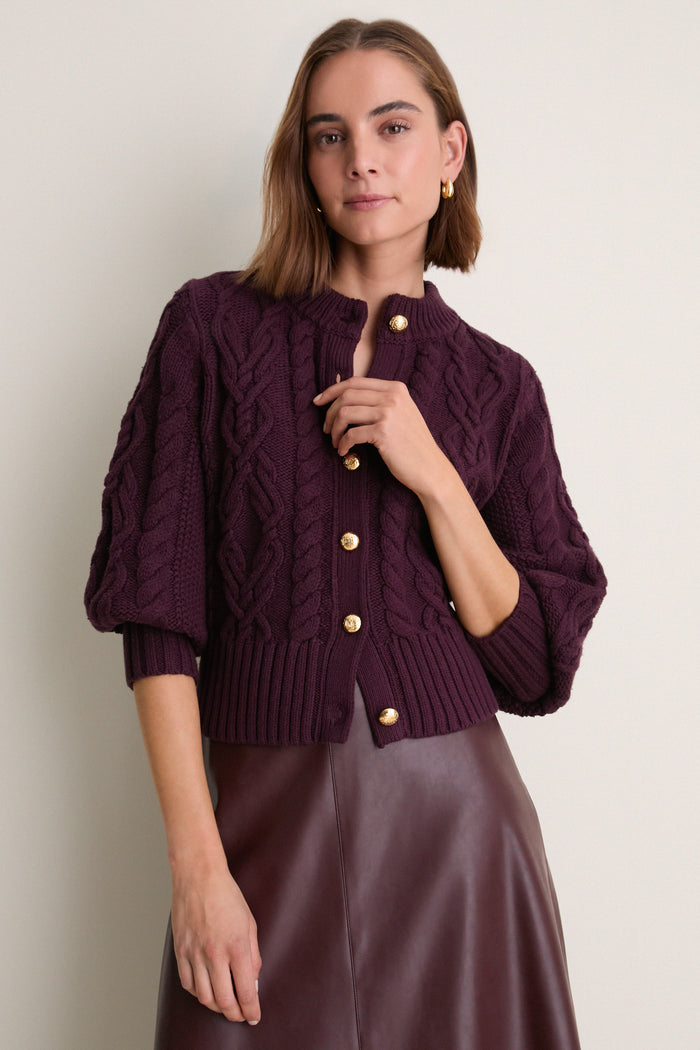 Plum Cotton Colette Cardigan