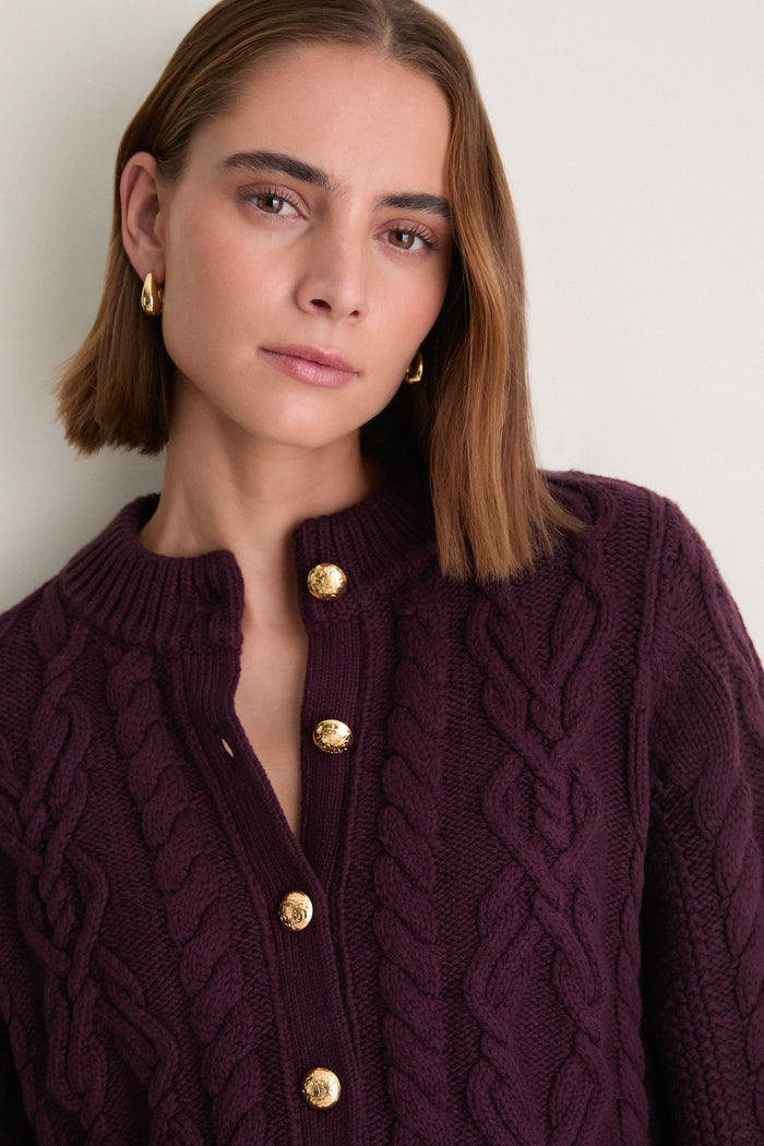 Plum Cotton Colette Cardigan