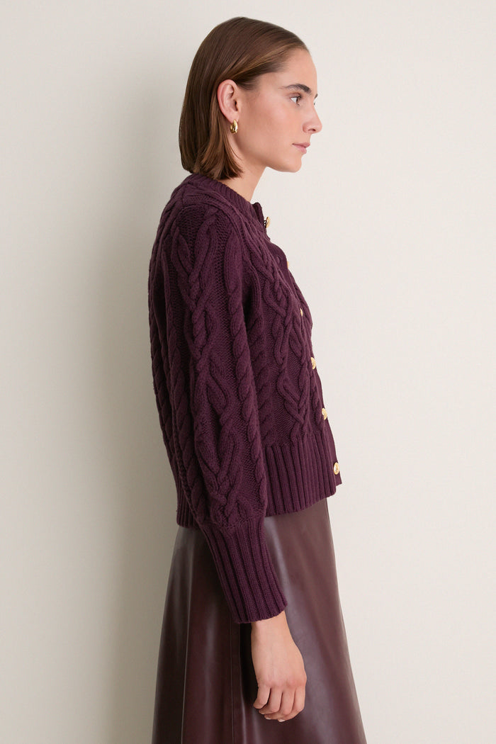 Plum Cotton Colette Cardigan