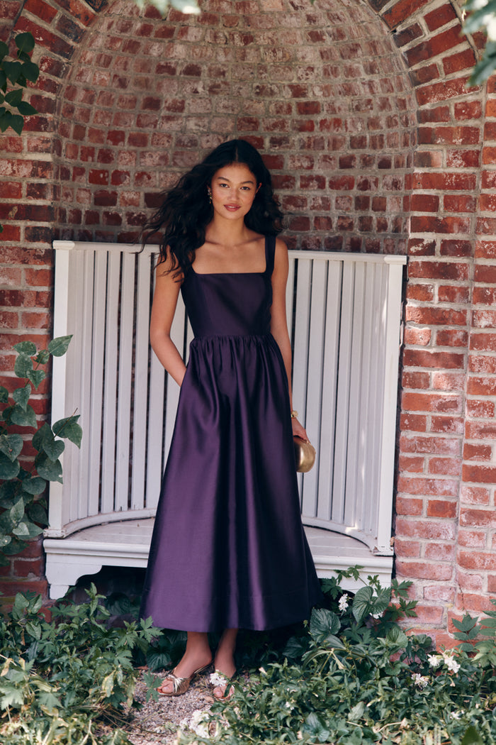 Plum Dupioni Esme Dress
