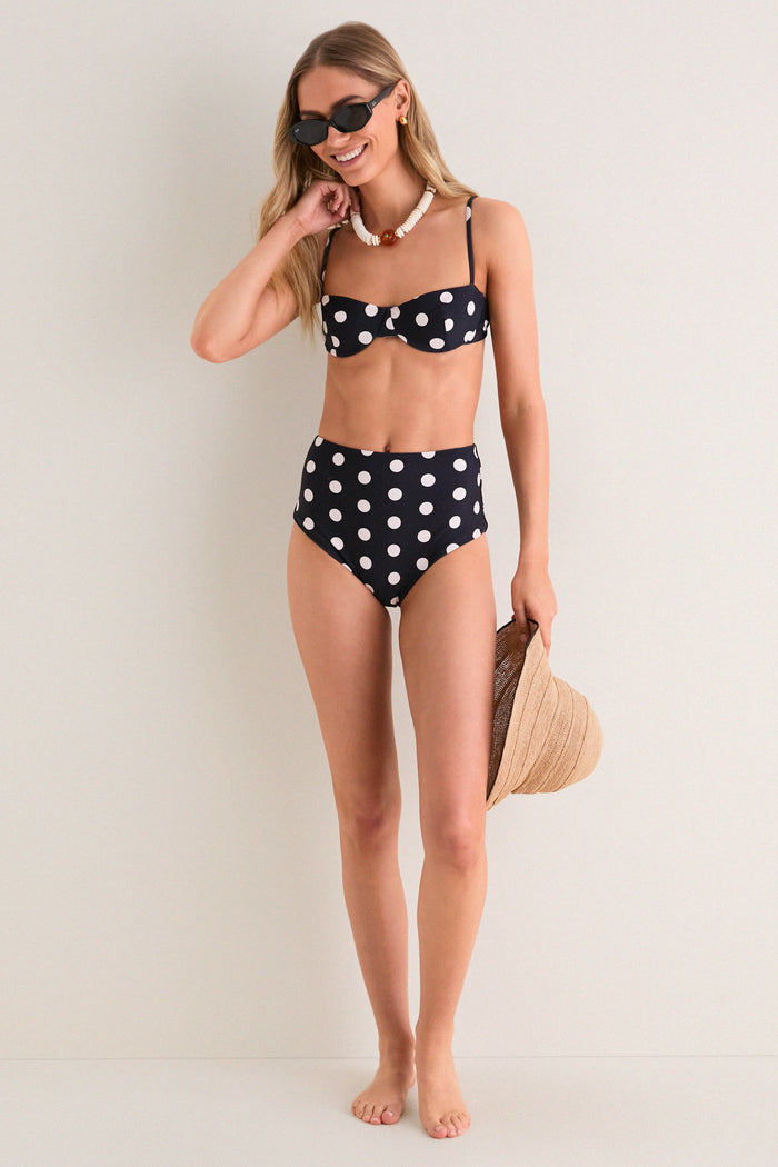 Polka Dot Noir Ingrid Bikini Top