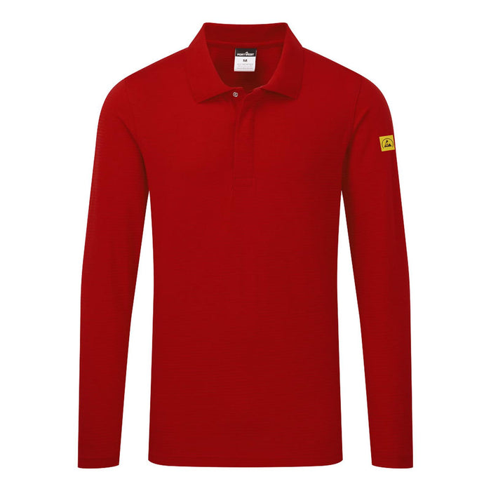 Portwest Anti-Static ESD Polo Shirt L/S Deep Red