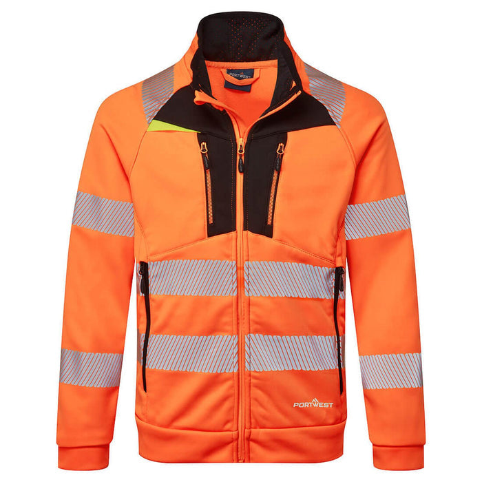 Portwest DX4 Hi-Vis Funnel Neck Zipped Sweatshirt Orange/Black