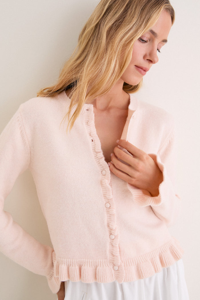 Pottery Pink Knit Patterson Ruffle Sweater