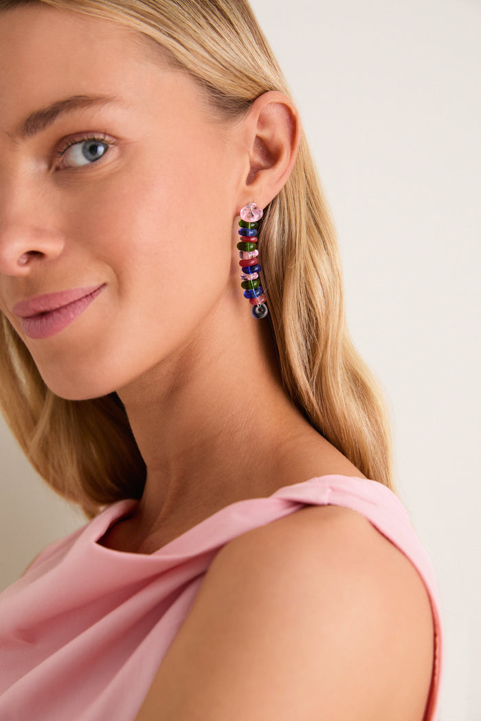 Rainbow Glass Roulette Earrings