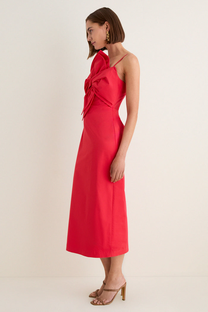 Red Asymmetric Bow Faye Maxi Dress