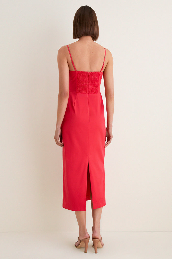 Red Asymmetric Bow Faye Maxi Dress