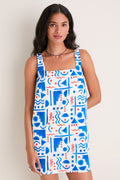 Red & Blue Geo Zella Mini Dress