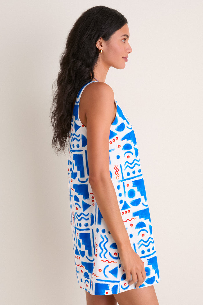 Red & Blue Geo Zella Mini Dress