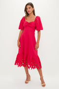 Red Embroidered Seaport Midi Dress