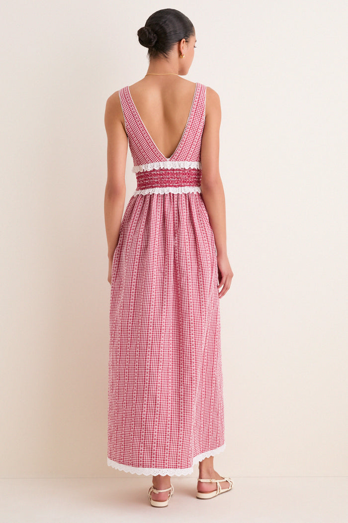 Red Gingham Karima Maxi Dress