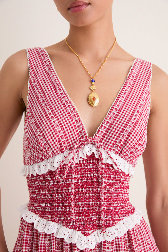 Red Gingham Karima Maxi Dress