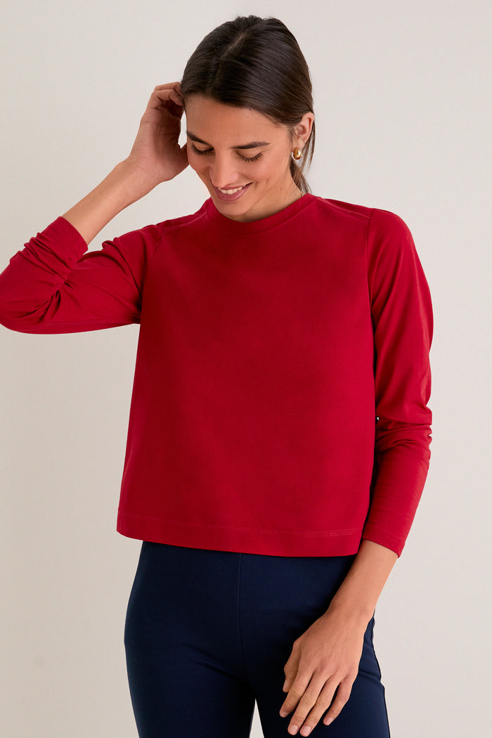 Red Long Sleeve Performance Cotton Sasha Tee