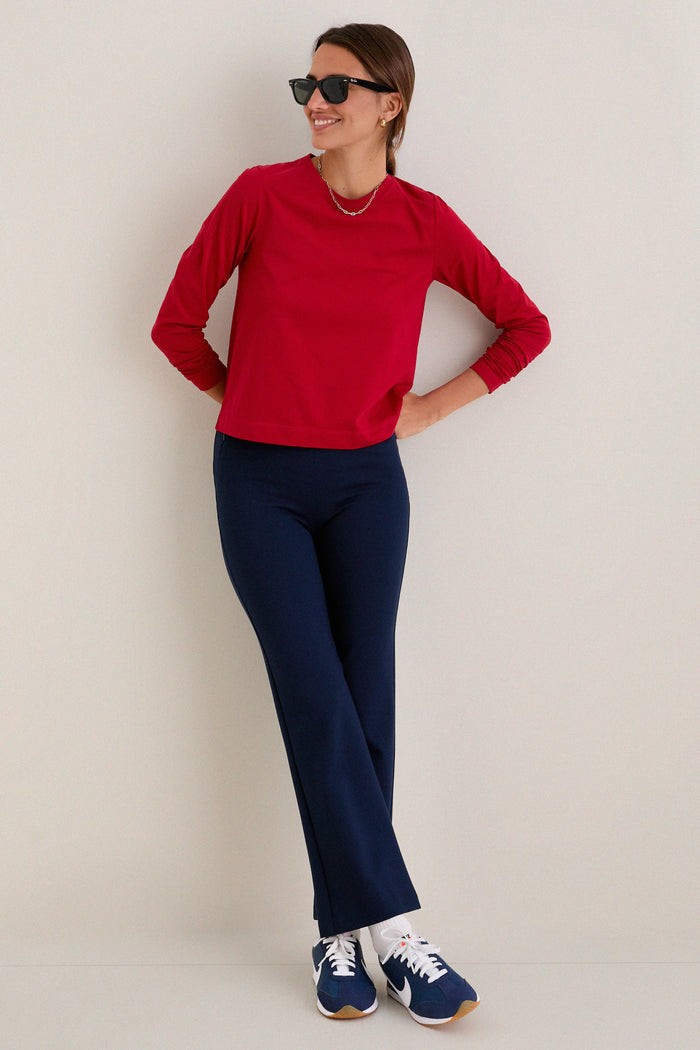 Red Long Sleeve Performance Cotton Sasha Tee