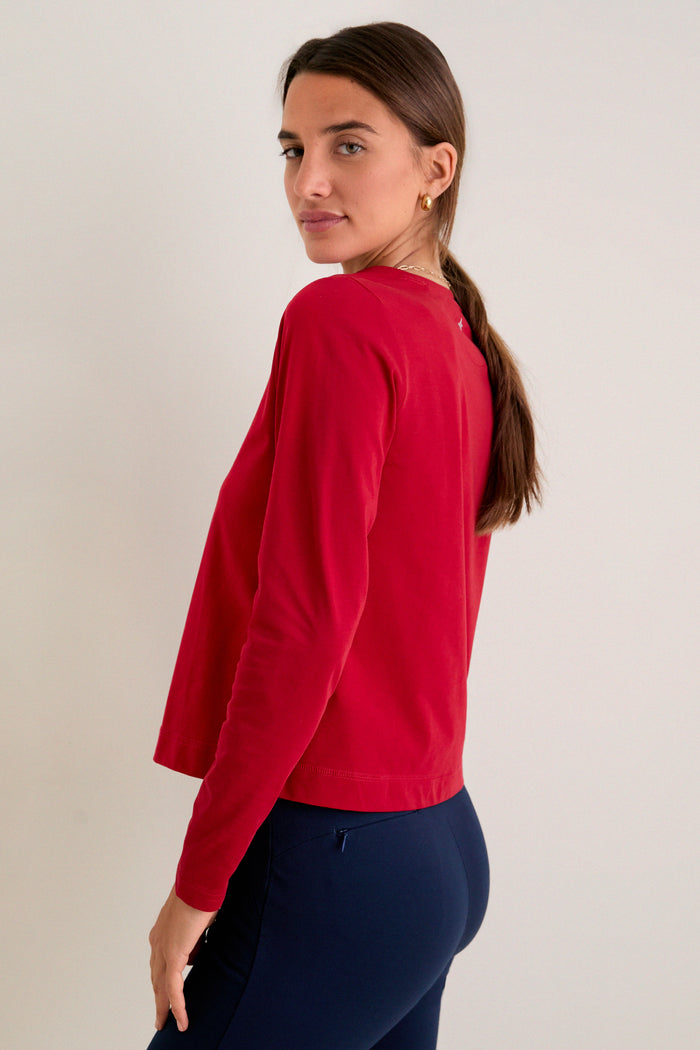 Red Long Sleeve Performance Cotton Sasha Tee
