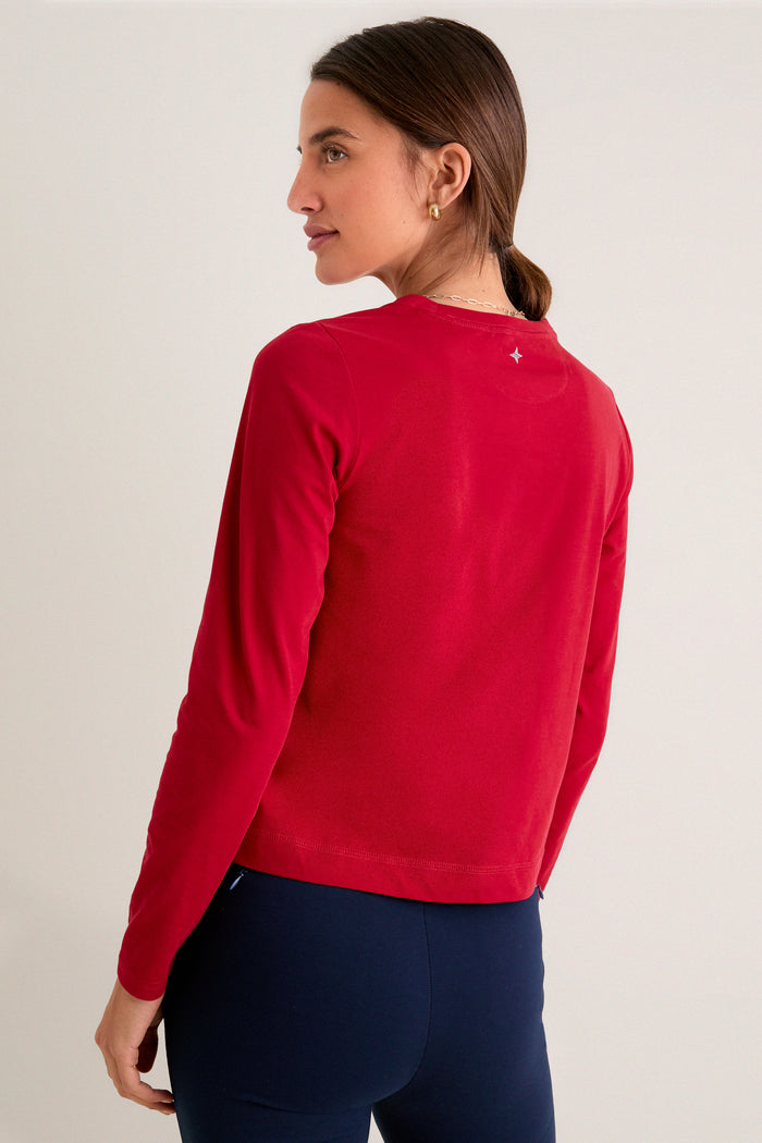 Red Long Sleeve Performance Cotton Sasha Tee