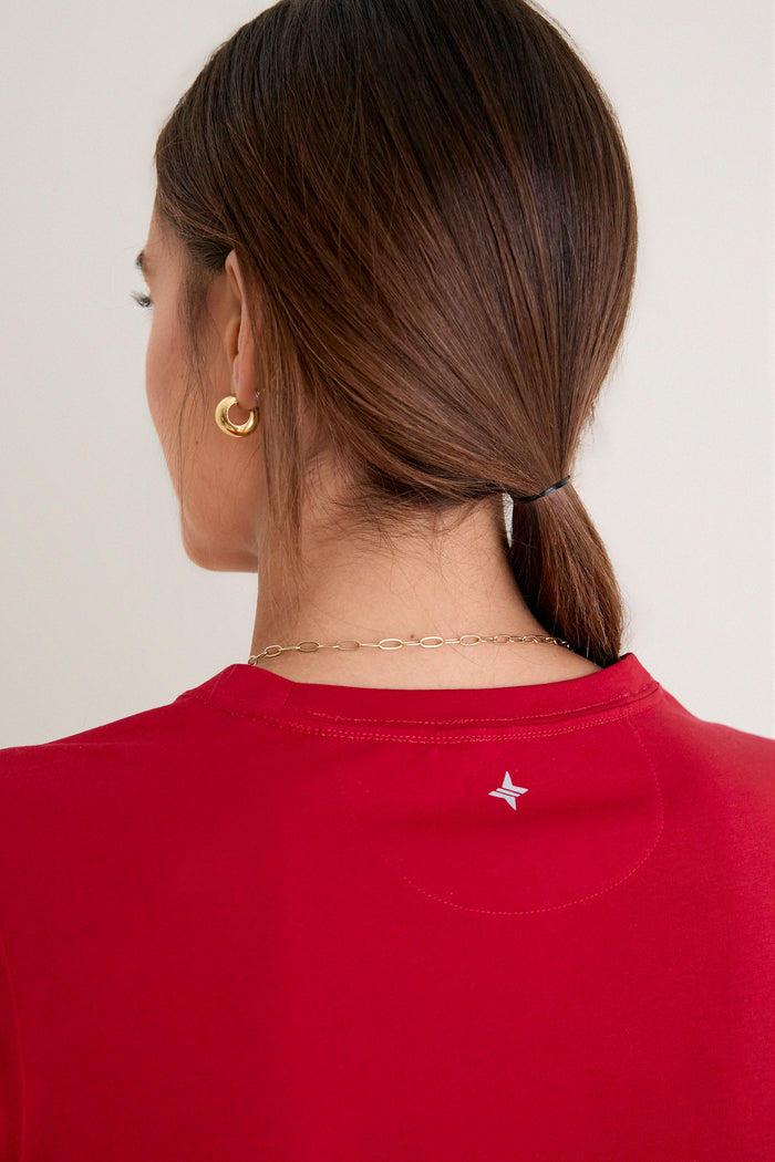 Red Long Sleeve Performance Cotton Sasha Tee