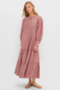 Red Lurex Stripe Hand Beaded Capote Dress