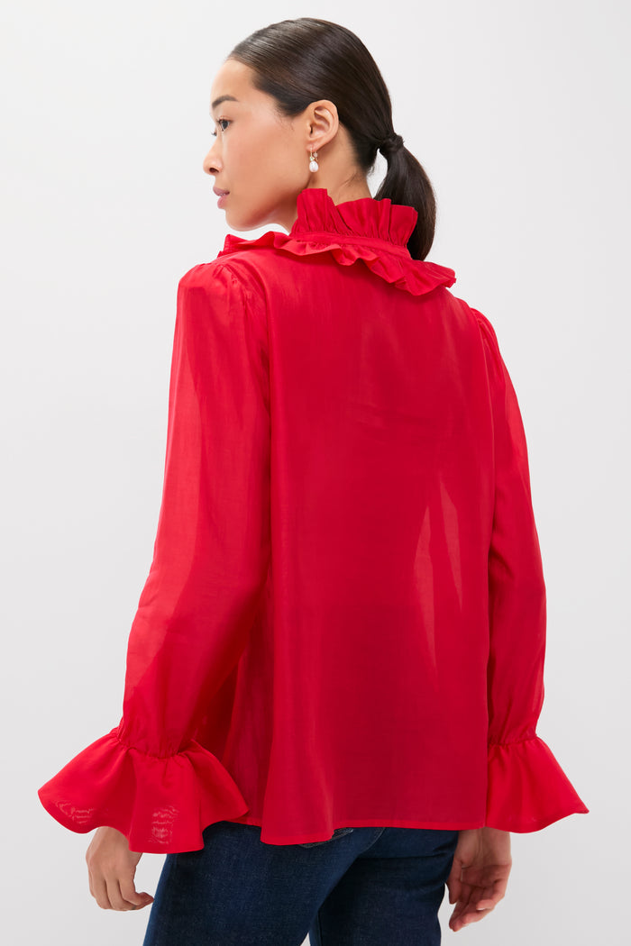 Red Organza Bouvier Blouse