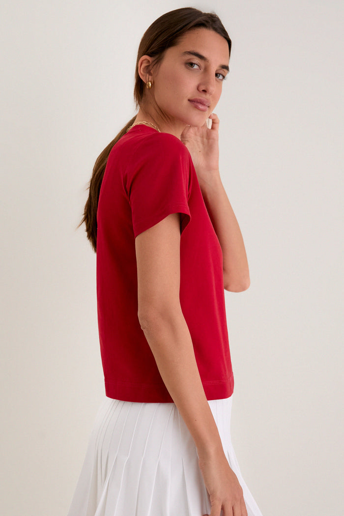 Red Short Sleeve Performance Cotton Sasha Tee