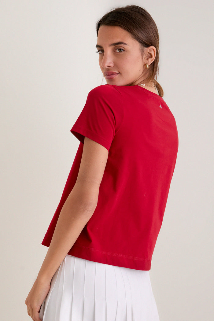 Red Short Sleeve Performance Cotton Sasha Tee
