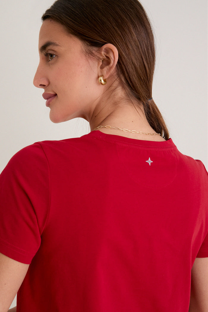 Red Short Sleeve Performance Cotton Sasha Tee