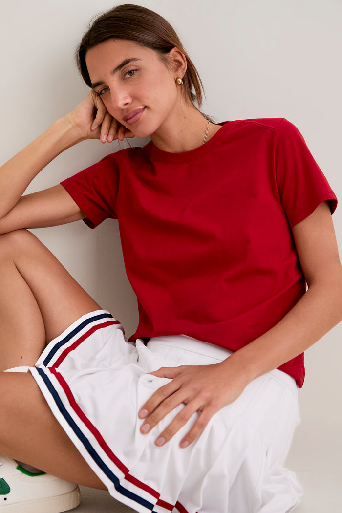 Red Short Sleeve Performance Cotton Sasha Tee
