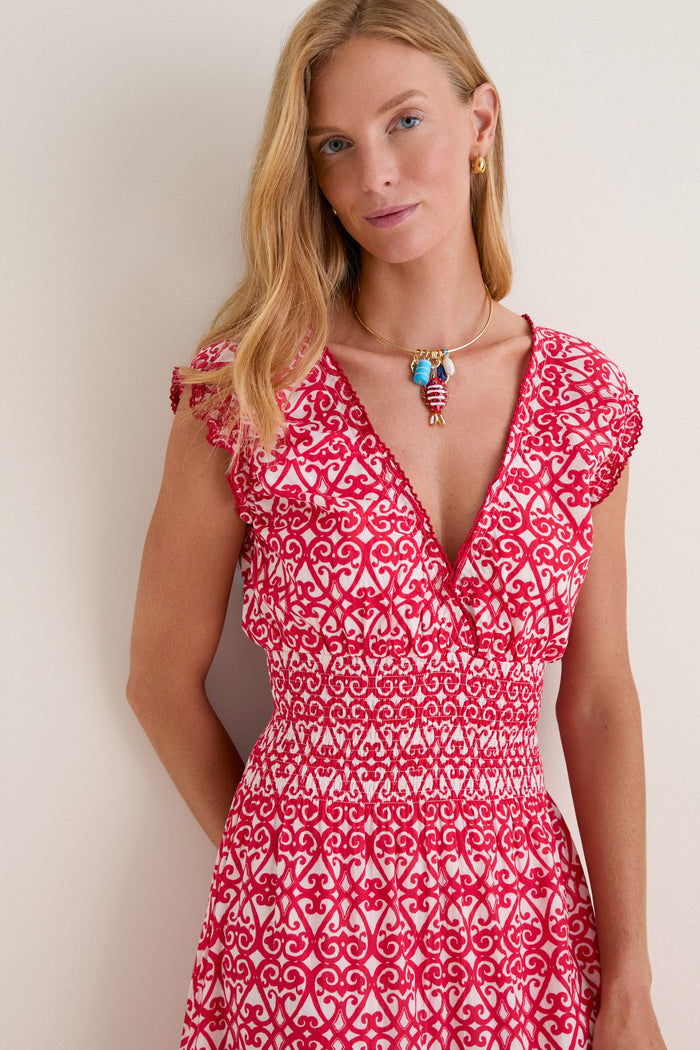 Red Siro Hilda Midi Dress
