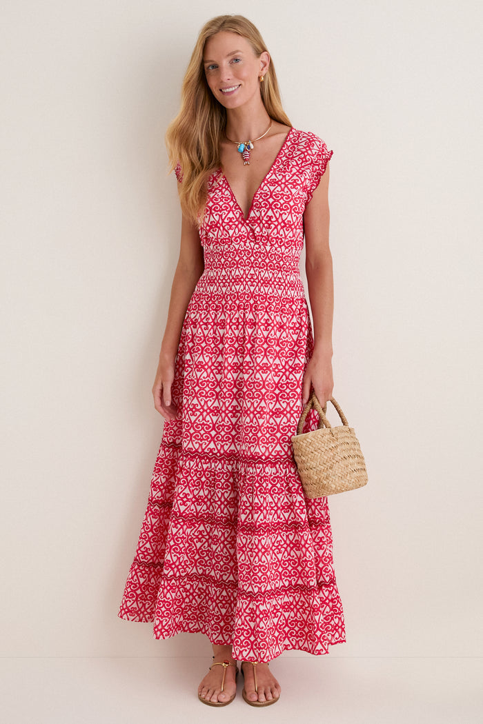 Red Siro Hilda Midi Dress