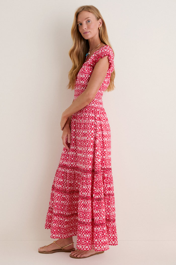 Red Siro Hilda Midi Dress