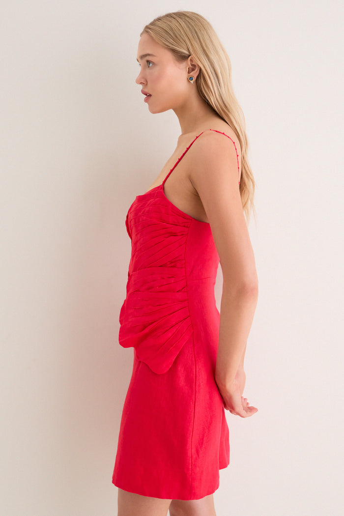 Red Sleeveless Flower Mini Dress
