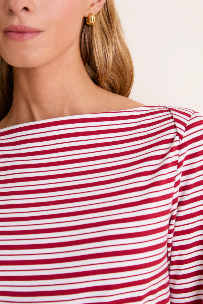 Red Stripe Boatneck Tuzzi Dress
