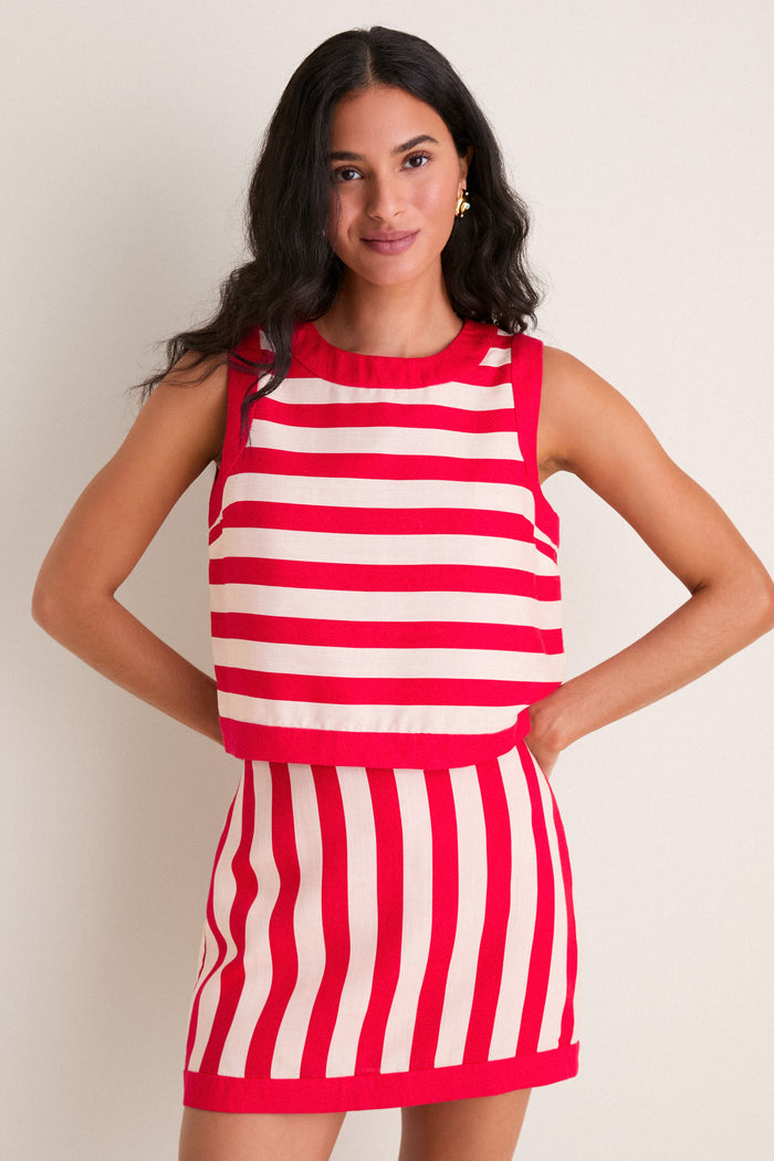 Red & Tan Cabana Stripe Rosemary Tank