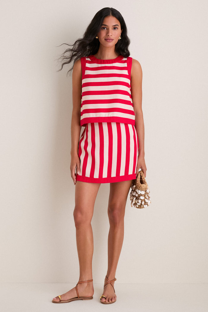 Red & Tan Cabana Stripe Rosemary Tank
