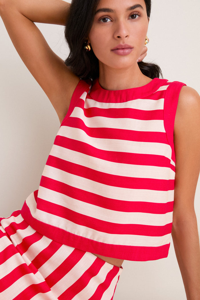 Red & Tan Cabana Stripe Rosemary Tank