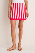 Red & Tan Cabana Stripe Verey Mini Skirt
